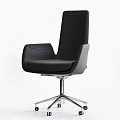 Modern Black Swivel Office Chair With High Back Armrests And Metal Base