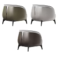 Modern Accent Chair with Gray Fabric Upholstery Curved Backrest and Black Metal Legs