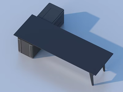 Modern Black Office Desk With Drawer Cabinet And Sleek Surface Design 3d model