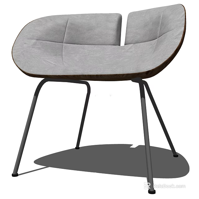 Modern Stylish Office Chair With Comfortable Fabric Seat And Sleek Metal Legs Design 3d model 