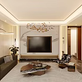 Modern Cozy Integrated Living And Dining Room With Premium Wood Finishes And Elegant Soft Lighting