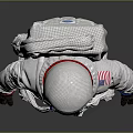 Man Wearing Full White Astronaut Spacesuit with Yellow Visor Helmet Standing