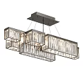 Modern Crystal Chandelier With Rectangular Frame And Hanging Crystal Strips For Interior Lighting 3d model