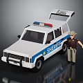 Sheriff Police Car With Open Trunk Police Lights And Officer Figure