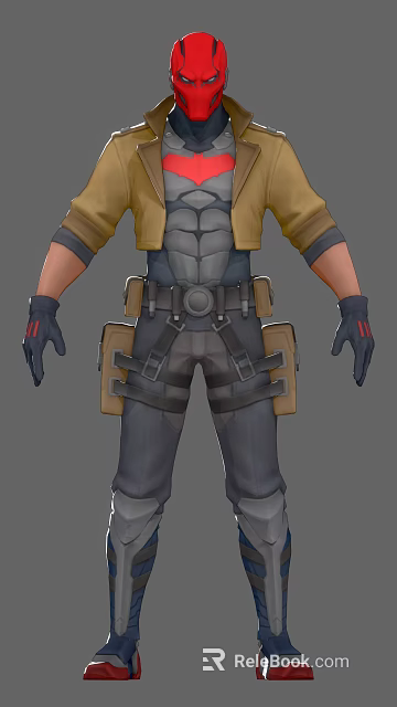 Game And Movie Character In Yellow Jacket Gray Armored Black Pants Brown Belt Black Gloves 3d model 