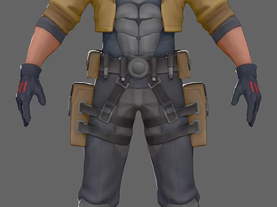 Game And Movie Character In Yellow Jacket Gray Armored Black Pants Brown Belt Black Gloves 3d model