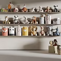 Cute Animal Stuffed Toys Arranged On Tiered Shelves With Various Designs