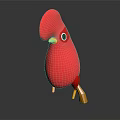Red Cartoon Bird Figurine With Large Red Head Yellow Beak Red Eyes And Yellow Legs
