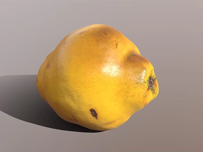Ripe Shiny Yellow Fruit With Natural Dark Spots On Gray Background 3d model