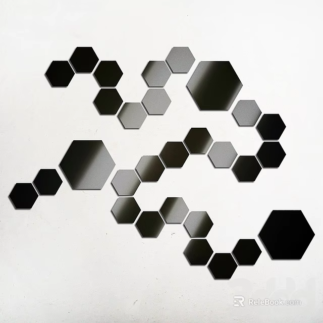 Hexagonal Pattern Wall Cabinets In Black Gray Tones With White Background Design 3d model 