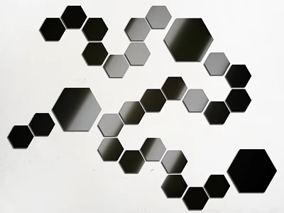 Hexagonal Pattern Wall Cabinets In Black Gray Tones With White Background Design 3d model