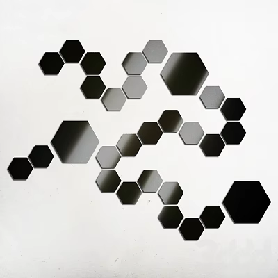 Hexagonal Pattern Wall Cabinets In Black Gray Tones With White Background Design 3d model Hexagonal Pattern Wall Cabinets In Black Gray Tones With White Background Design 3d model