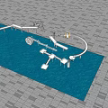 Water Playground Equipment Featuring Platform Structure Wheels and Railings for Children 3d model