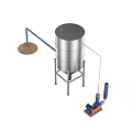 Industrial Stainless Steel Storage Tanks With Connecting Pipes And Pumps System