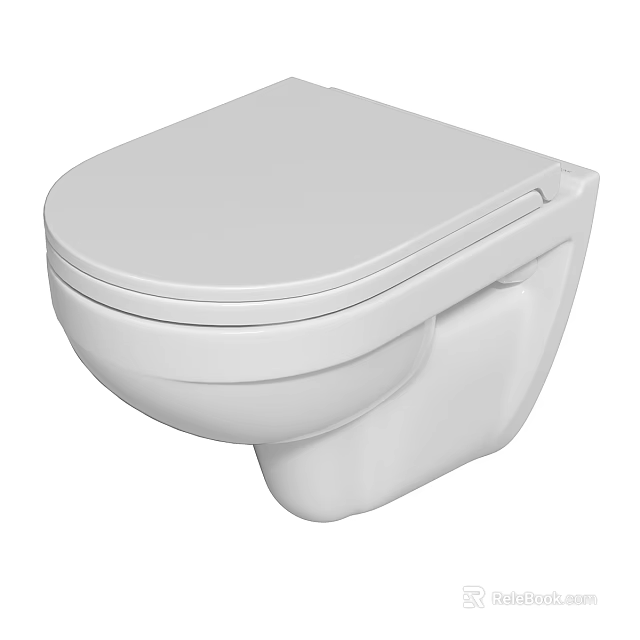Modern White Wall Hung Toilet With Sleek Surface And Soft Closing Seat Design 3d model 