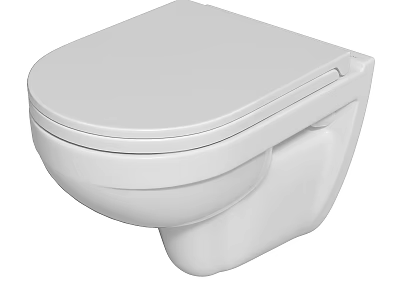 Modern White Wall Hung Toilet With Sleek Surface And Soft Closing Seat Design 3d model