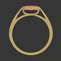 Stylish Gold Ring Featuring Square Red Gemstone And Modern Sleek Design