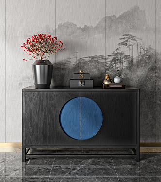 New Chinese-style Entrance Cabinet 3d model