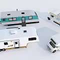 Various Recreational Vehicles With Different Designs And Colors On White Background
