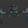 Futuristic Blue Mechanical Spider With Intricate Legs And Advanced Design Structure