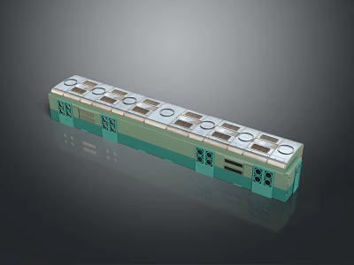 Green And White Model Train With Multiple Carriages And Round Windows 3d model