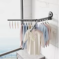 Wall Mounted Clothing Rack With Multiple Hooks Hanging Sweaters And Socks 3d model