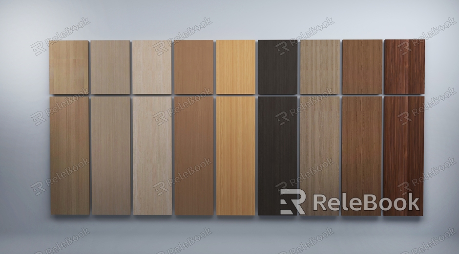 Wood veneer wall panel 3D model model