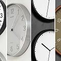 Multiple Modern Wall Clocks With Different Color Frames And Design Styles