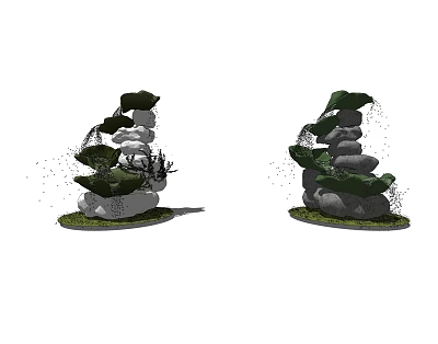 Modern horticultural sketch lotus leaf stone carving flowing water landscape 3d model