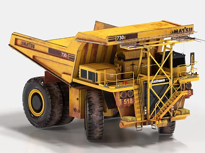 KOMATSU Yellow 730E Large Functional Dump Truck For Heavy Duty Mining Operations 3d model