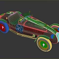 Green Vintage Racing Car With White Stripes And Number 62 Open Top Design