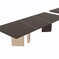 Modern Dining Table With Dark Tabletop And Geometric Metal Legs Design 3d model