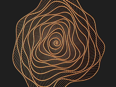 Modern Abstract Wall Decor With Golden Spiral Lines On Black Background 3d model