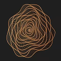 Modern Abstract Wall Decor With Golden Spiral Lines On Black Background