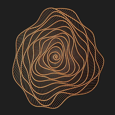 Modern Abstract Wall Decor With Golden Spiral Lines On Black Background 3d model