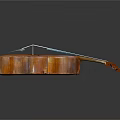Wooden Cello With Traditional Design Shiny Finish Strings And Bow Isolated On Dark Background