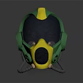 Green And Yellow Firefighter Helmet With Transparent Visor Protective Design Safety Equipment