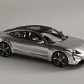 Silver Electric Porsche Sedan With Sleek Body Black Roof And Alloy Wheels