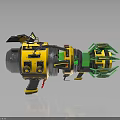 Futuristic Sci Fi Weapon With Yellow Mechanical Body And Green Glowing Cannon