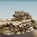 Natural Stone Wood Combined Structure With Rustic Stacked Texture And Earthy Tones