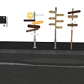 Net red indicator sign Net red punch point Net red road sign Guide sign 3d model