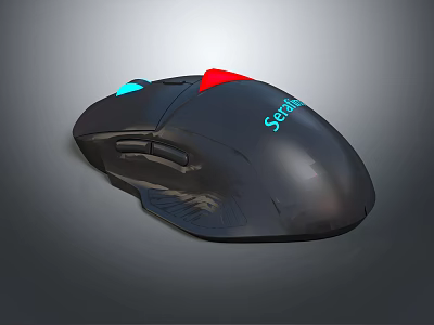 Serafim Black Gaming Mouse With RGB Lights Multiple Buttons And Ergonomic Design For Computers 3d model