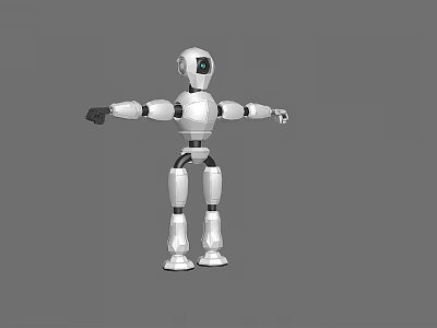 Intelligent Robot Featuring White Body Black Components Standing With Extended Arms 3d model