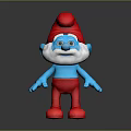 Smurf Plush Toy Character With Red Hat White Beard Blue Body And Red Pants