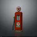 Red Vintage Standard Gasoline Pump With Star Logo Base And Nozzle