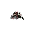 Ceramic Vase with White Roses Red Blooms and Green Leaves for Home Decor