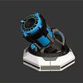 Futuristic Weapon With Blue Glowing Elements And Mechanical Design On White Base 3d model