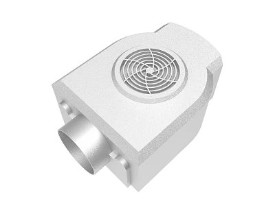 White Ventilation Equipment With Square Body And Circular Fan Grille Side Port 3d model