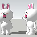 Cute White Cartoon Rabbit Figurines Decorative Ornament Set With Pink Ears For Home Decor