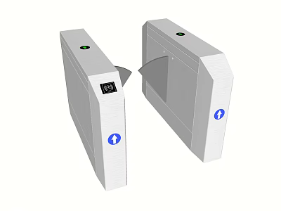 Public Facility Access Control Turnstile Gate With White Body Green Indicator Light And Display Screen 3d model